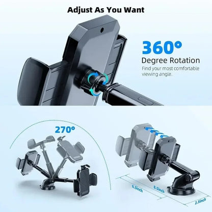 360° Windshield Car Phone Holder Car Dashboard Mobile Cell Support Bracket Universal Sucker for iPhone 16 15 14 Samsung Xiaomi Beauty World Shop