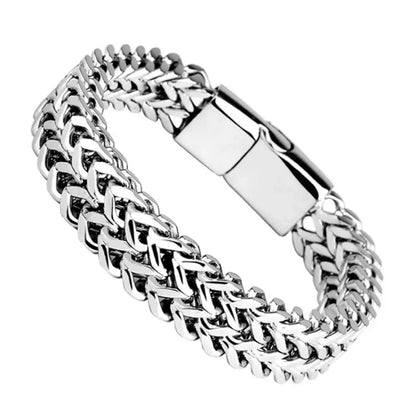 Stainless Steel Braided Double Row Front and Rear Fish Scale Alloy Magnetic Buckle Bracelet with Keel Jewelry New Model Beauty World Shop