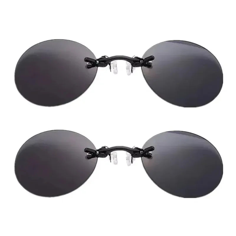  VIEWRING1-2PCS Clip On Nose Glasses Round Rimless Matrix Morpheus Sunglasses Mini Frameless Vintage Men Eyeglasses Beauty World Shop