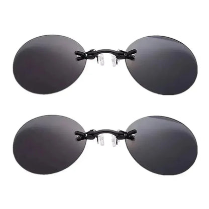  VIEWRING1-2PCS Clip On Nose Glasses Round Rimless Matrix Morpheus Sunglasses Mini Frameless Vintage Men Eyeglasses Beauty World Shop