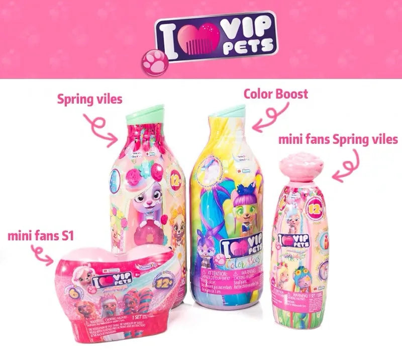 I Love Vip Pets Hairdressing Doll Pet Dog Poodle Surprise Mystery Blind Box Mousse Bottle Braided Hair Female Girls Kid Toy Gift Beauty World Shop
