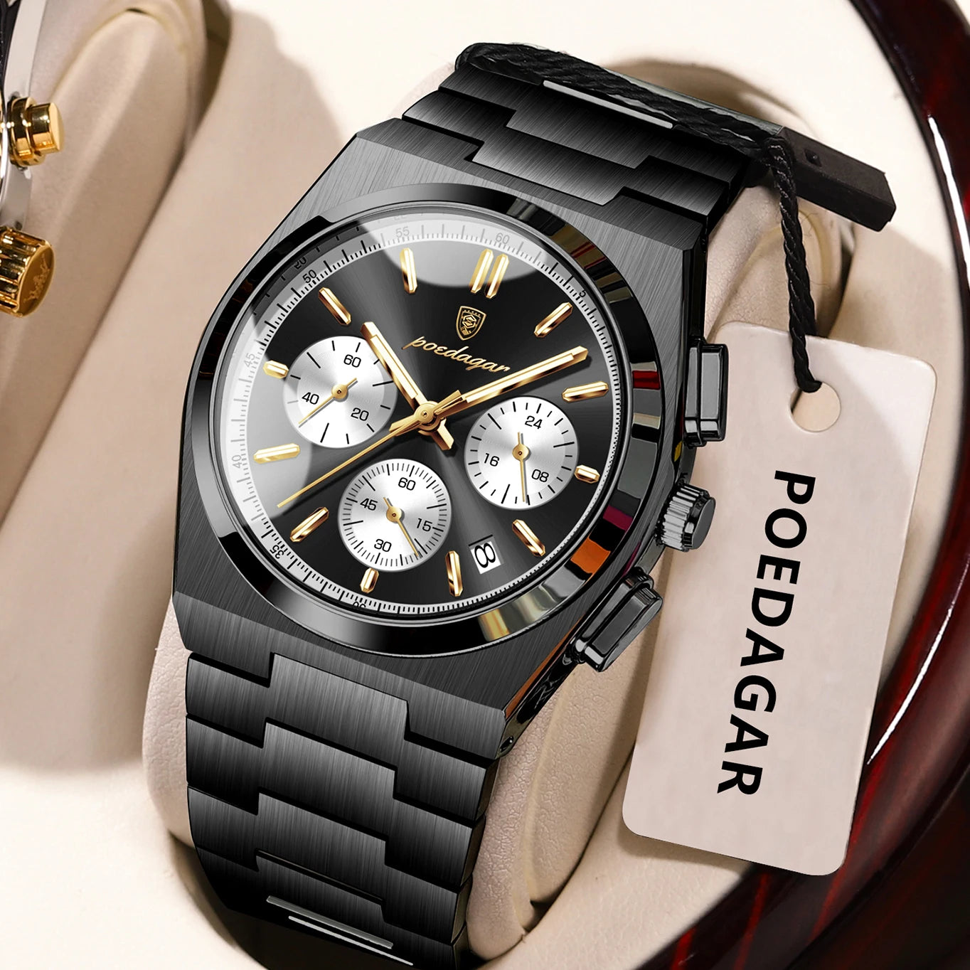 POEDAGAR Fashion Man Watches Chronograph Date Stainless Steel Casual Men Wristwatch Waterproof Luminous Men's Quartz Watch Reloj Beauty World Shop