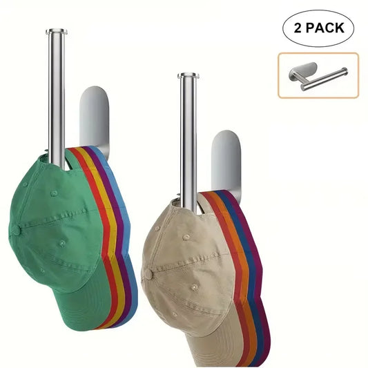 1/2pcs Stainless Steel Cap Hook For Wall, Minimalist No Drilling Hat Organizer, Household Storage Organizer Beauty Fashion
