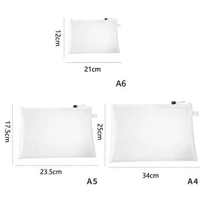 3pcs/Set Transparent Document Bag Mesh Zipper Information Bag Small Fresh Large Capacity Stationery Bag Beauty World Shop