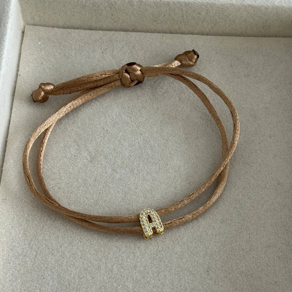 Vlen Initial Letter Cord Bracelet Micro Pave Zircon Alphabet Letter Personalized Friendship Rope Bracelets Women Jewelry Gift Beauty World Shop