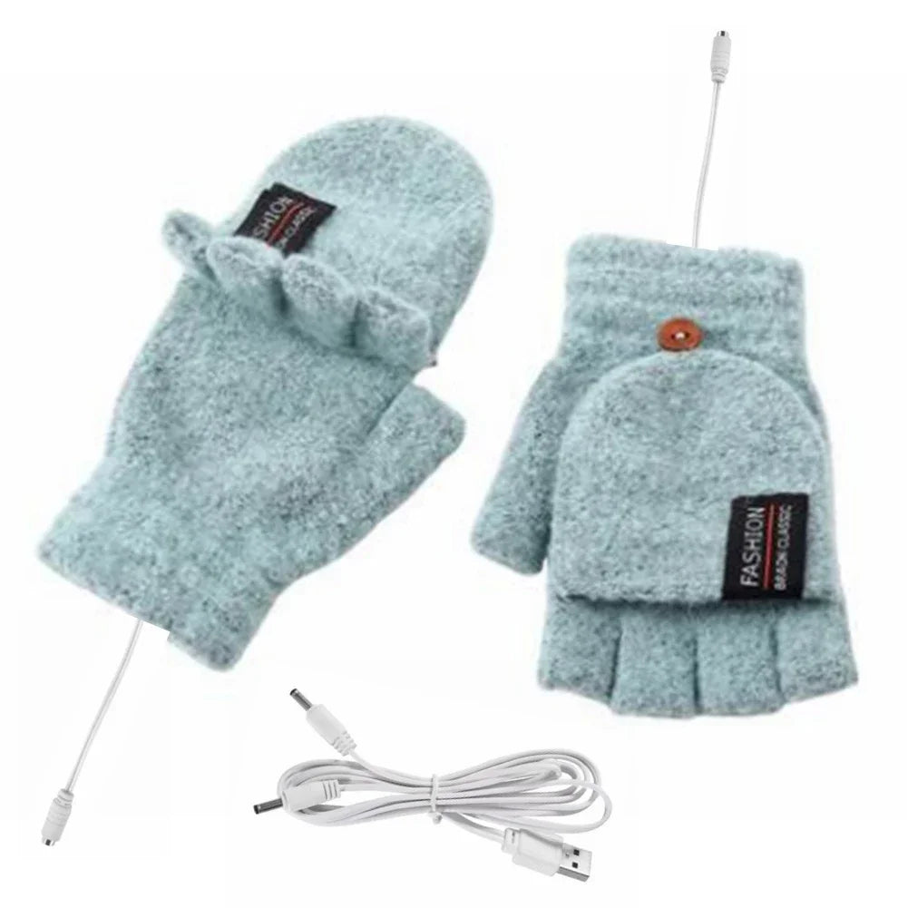 Electric heating gloves hand warmer gloves heater rechargeable USB reusable laptop suitable for sports skiing winter warm gloves Beauty World Shop