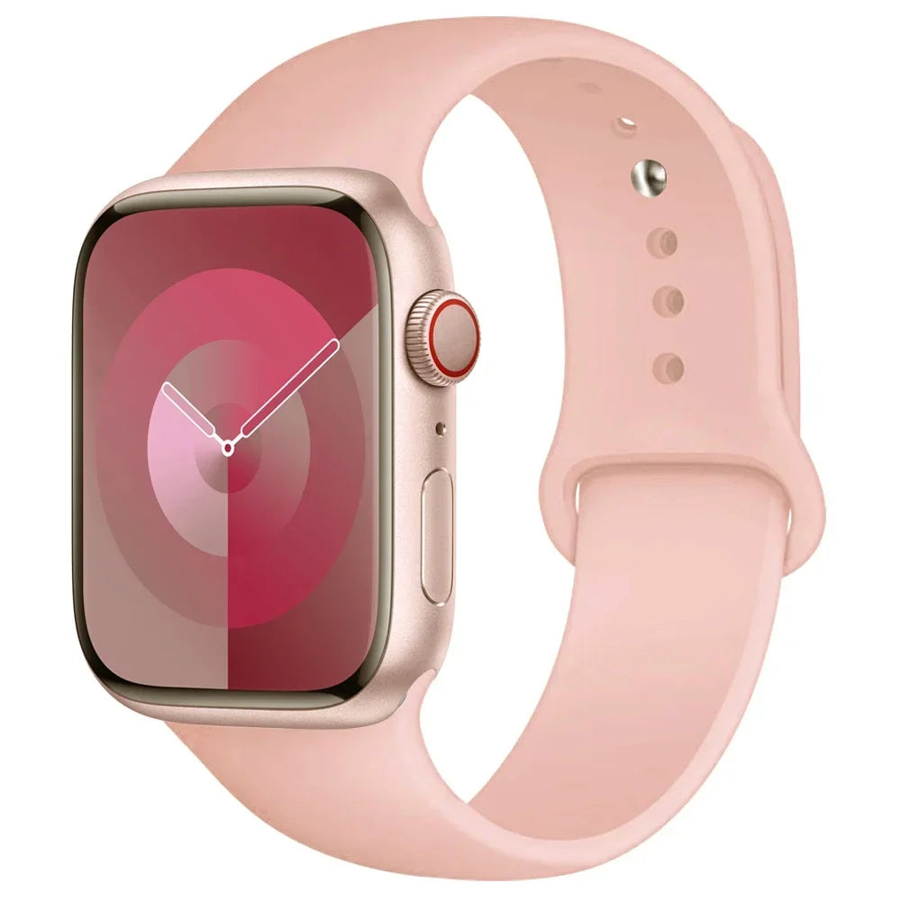 Silicone Band For Apple Watch strap 44mm 45mm 40mm 41mm 42-38mm 45 mm sport bracelet iwatch series 8 7 6 5 4 3 SE 9 Ultra 2 49mm Beauty World Shop