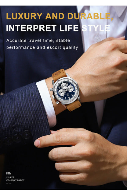POEDAGAR Top Brand Men's Quartz Watch Waterproof Luminous Chronograph Military Man Watch Luxury Fashion Leather Watches For Men Beauty World Shop