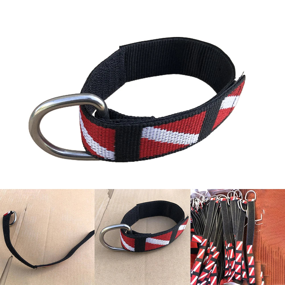 1pc Adjustable Scuba Diving Wrist Strap Lanyard Webbing Band With Metal D-Ring Freediving Webbing Holder Strap Swim Pool Parts Beauty World Shop