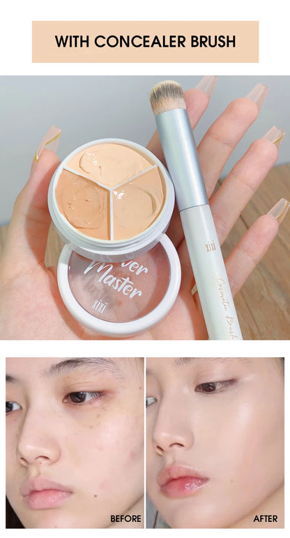 XIXI Pure Holding Makeup Three Color Concealer Spot Acne Print Repair Foundation Dark circles are not easy to stick powder Beauty World Shop