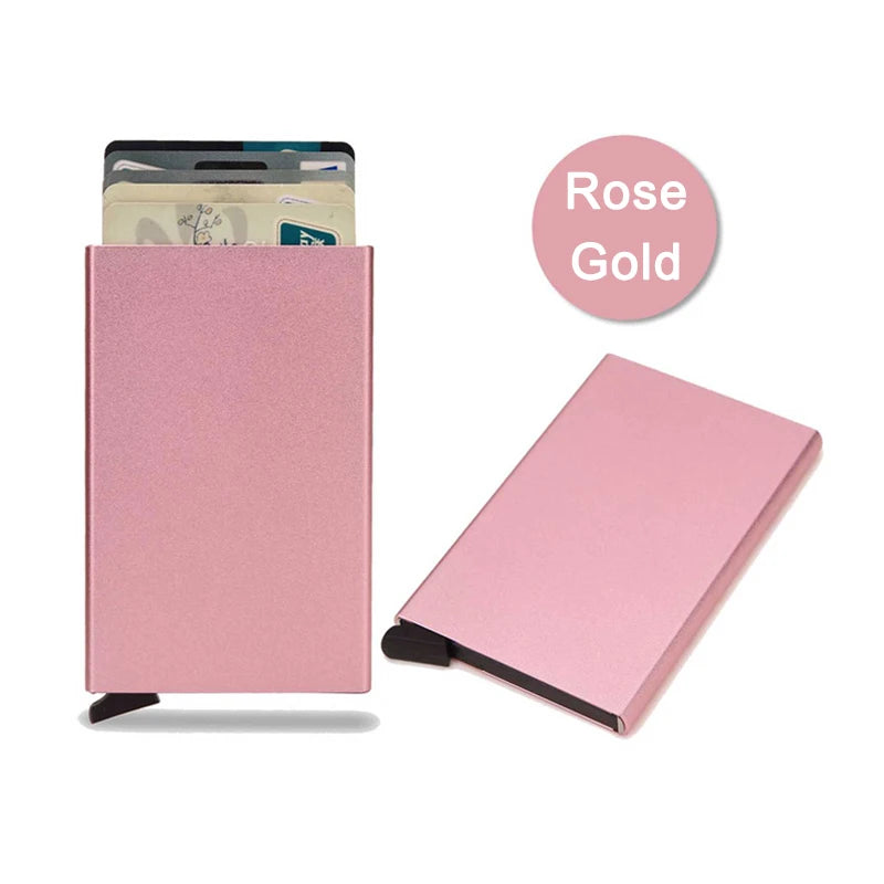 Rfid Smart Wallet Card Holder Metal Thin Slim Men Women Wallets Pop Up Minimalist Wallet Small Black Purse Vallet Walets for Men Beauty World Shop
