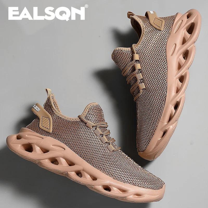 Men Sports Running Black Jogging Shoes Casual Sneakers Brown Outdoor Breathable Mesh Women Light Shock-absorption Black Tennis Beauty World Shop