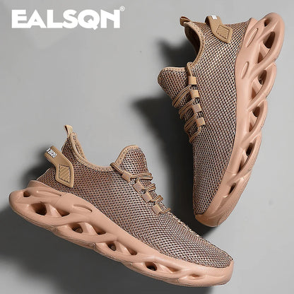 Men Sports Running Black Jogging Shoes Casual Sneakers Brown Outdoor Breathable Mesh Women Light Shock-absorption Black Tennis Beauty World Shop