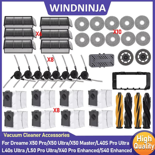 For Dreame Main Side Brush Hepa Filter Mop Rags Dust Bag X50 Pro/X50 Ultra/X50Master/L40S Pro Ultra/L50 Pro Ultra/MOVA V50 Ultra Beauty World Shop