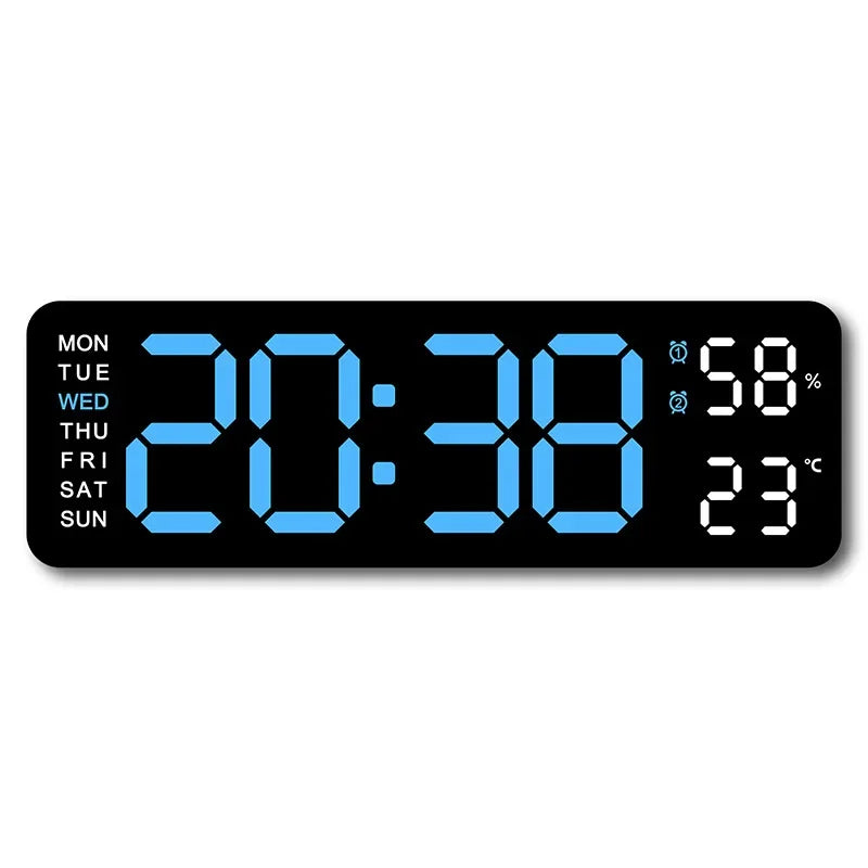 9 Inch Large Digital Wall Clock USB Powered TEMP Humidity Week Auto Dimmer DST Table Clock 12/24H Electronic LED Alarm Clock Beauty World Shop