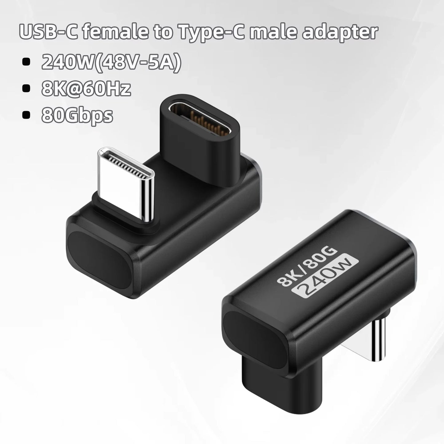USB4.0 PD240W 8K60Hz Charger Connector for  80Gbps High Speed USB C OTG U-Shape Straight Angle dapter For Macbook iphnoe15/16