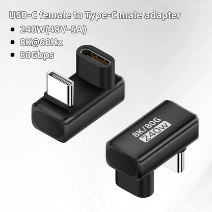 USB4.0 PD240W 8K60Hz Charger Connector for  80Gbps High Speed USB C OTG U-Shape Straight Angle dapter For Macbook iphnoe15/16