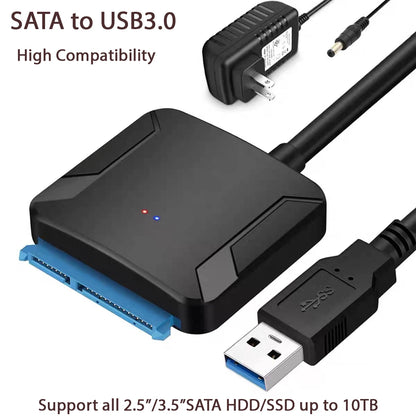 SATA to USB3.0 Cable SATA III Hard Drive Adapter Converter for 2.5" 3.5" SSD HDD Hard Drive Disk with 12V/2A Power Adapterer Beauty World Shop