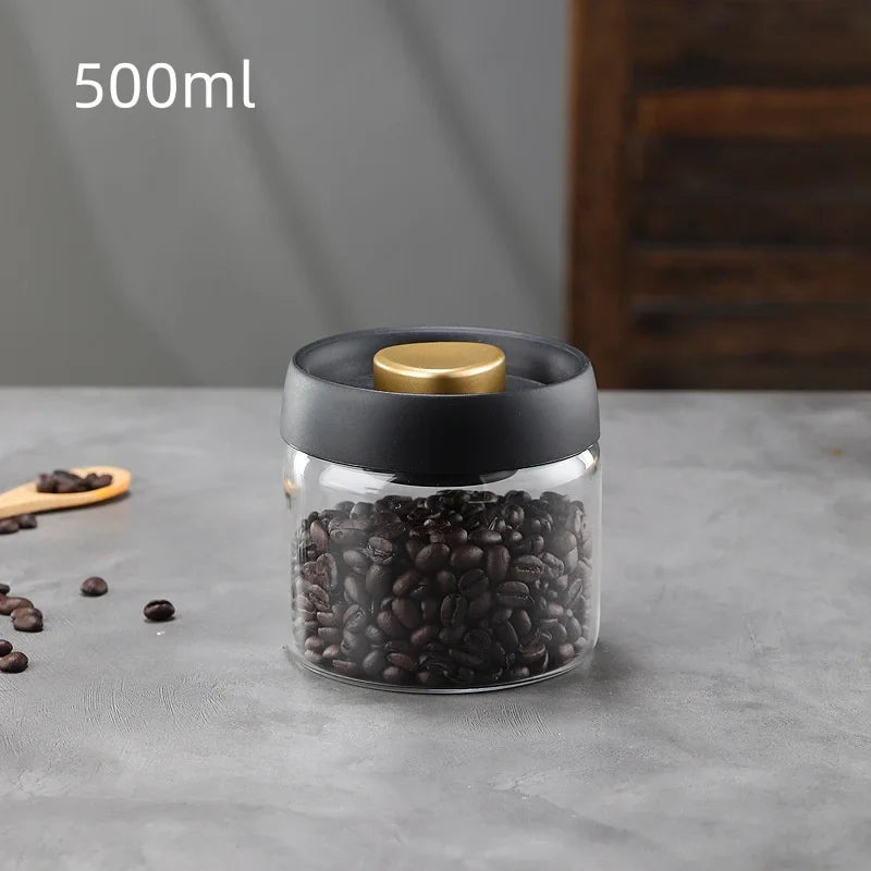 Manual Vacuum Sealed Coffee Jar High Borosilicate Glass Moisture Proof Tea Storage Container for Kitchen Coffee Beauty Trend Shop