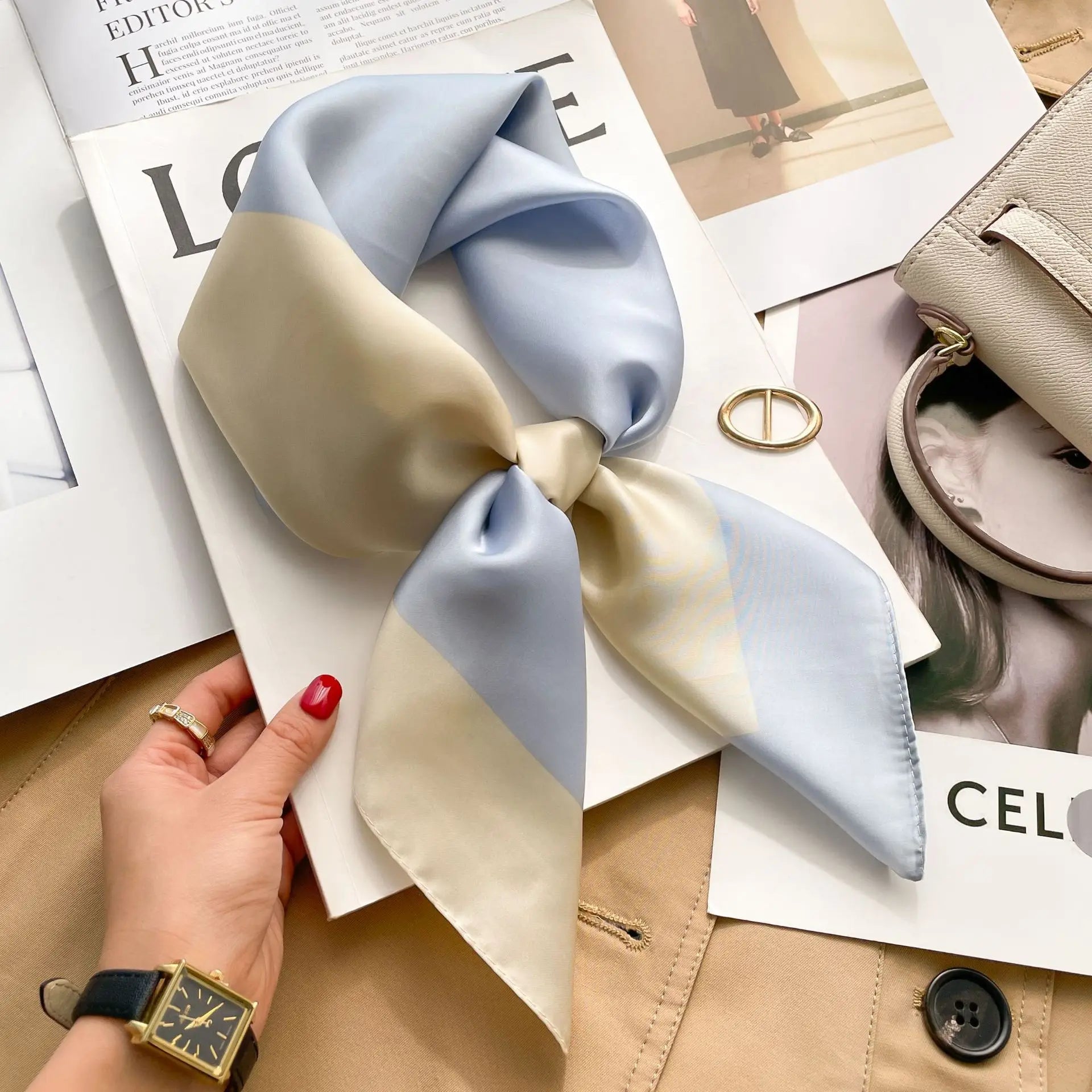 2025 New Fashion Luxury Printed Square Shawl Women 70x70cm Pashmina Silk Scarf Neck Headband Bandana Beauty World Shop