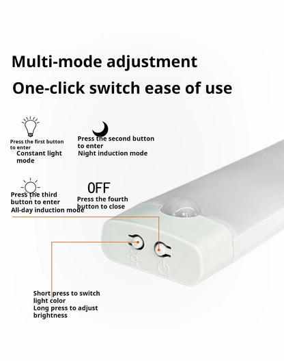1pc Wireless Rechargeable LED Motion Sensor Cabinet Light - Ideal for Closet, Kitchen, Wardrobe, Stairs - Battery Operated Night Beauty World Shop