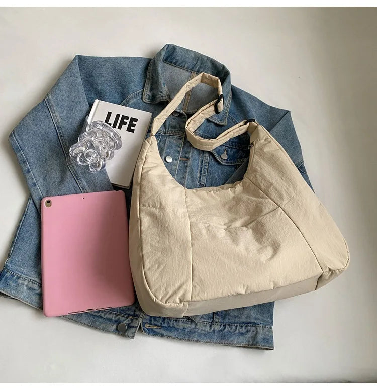 Trendy Women's Soft Cloth Shoulder Bag Solid Color Student 2026 Spring Y2k Casual Style Big Handbags Crossbody Bags for Women Beauty World Shop