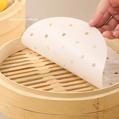 50pcs Bamboo Steamer Papers Disposable Non-Stick Steamer Mat Oil Paper Air Fryer Oven Kitchen Pan Pad Airfryer Bakpapier Beauty World Shop