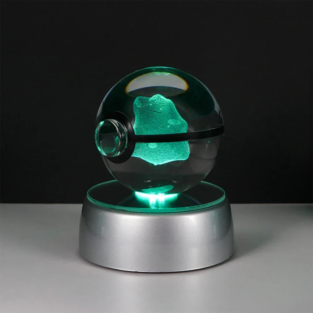 Pokemon Crystal Ball Pikachu Gengar Eevee Mewtwo Lacario Anime Game Pokeball Led Night Light Base Kids Birthday Gift Home Decor Beauty World Shop
