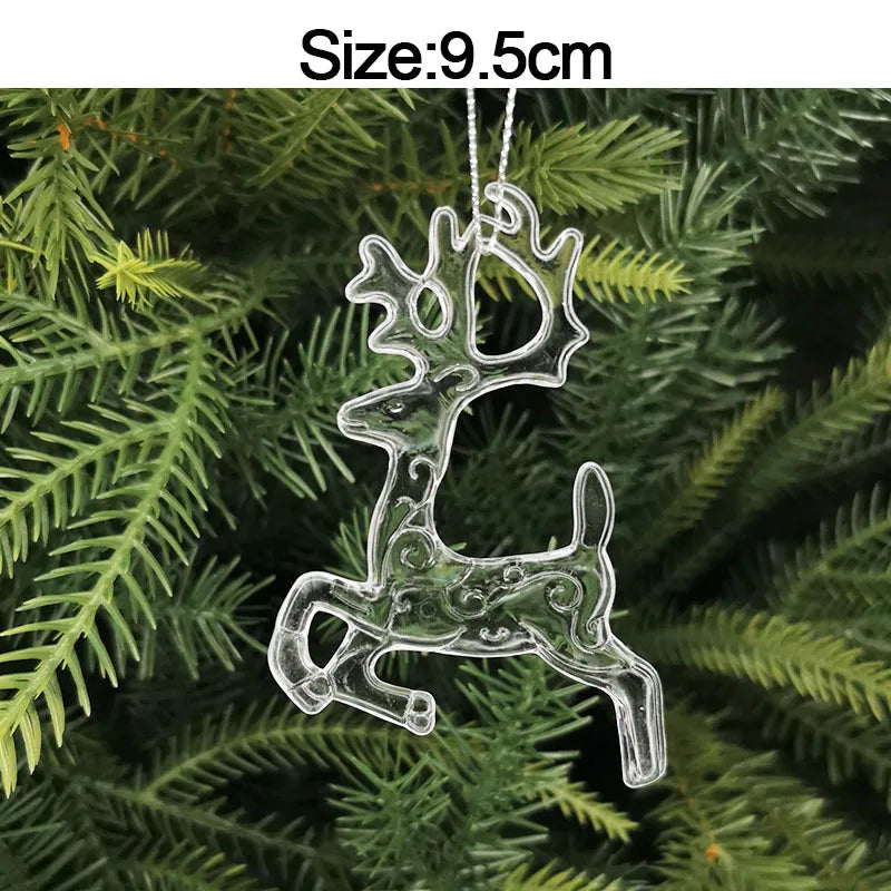 5pcs Christmas Home Decorations Crystal Acrylic Ornaments Snowflake Elk Xmas Tree Hanging Pendants Navidad 2025 New Year Gift Beauty World Shop