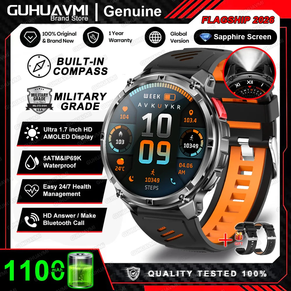 2026 New T-Rex3 Pro 1100mAh Battery Smart Watch GPS path 5ATM Waterproof Sports Run tracker Outdoors Compass Military Smartwatch Beauty World Shop