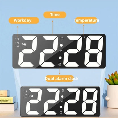 Latest Digital Clock LED Alarm Clock Bedroom Electronic Desktop Clock With Temperature Display Adjustable Brightness 12/24 Hours Beauty World Shop