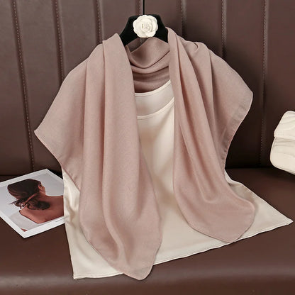 90*90cm Thin Soft Square Scarves for Women Simplicity Solid Color Cotton Linen Headscarf Muslim Female's Hijabs Bag Accessories Beauty World Shop