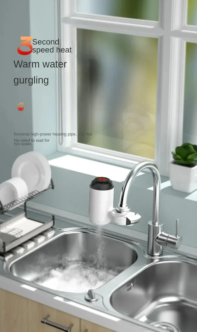 3000W Instant Hot Water Heater Faucet Tankless with Temperature Display and Hot Cold Tap for Kitchen Sink Beauty World Shop