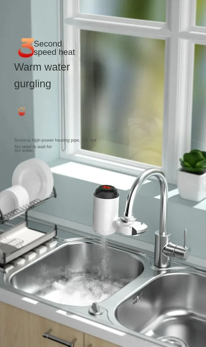 3000W Instant Hot Water Heater Faucet Tankless with Temperature Display and Hot Cold Tap for Kitchen Sink Beauty World Shop