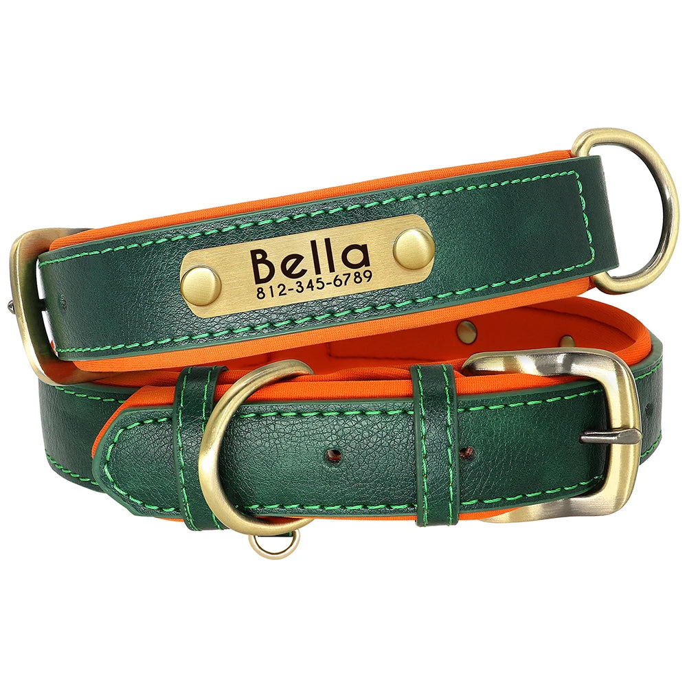Customized Leather Dog Collar Leash Set Soft Padded Leather Collar For Small Medium Large Dogs With Free Engraved Nameplate Beauty World Shop
