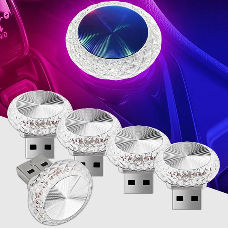 Portable Car USB Ambient Light Mini LED Decorative Atmosphere Lamps For Auto Interior Environment Light Computer Light Plug Play Beauty World Shop