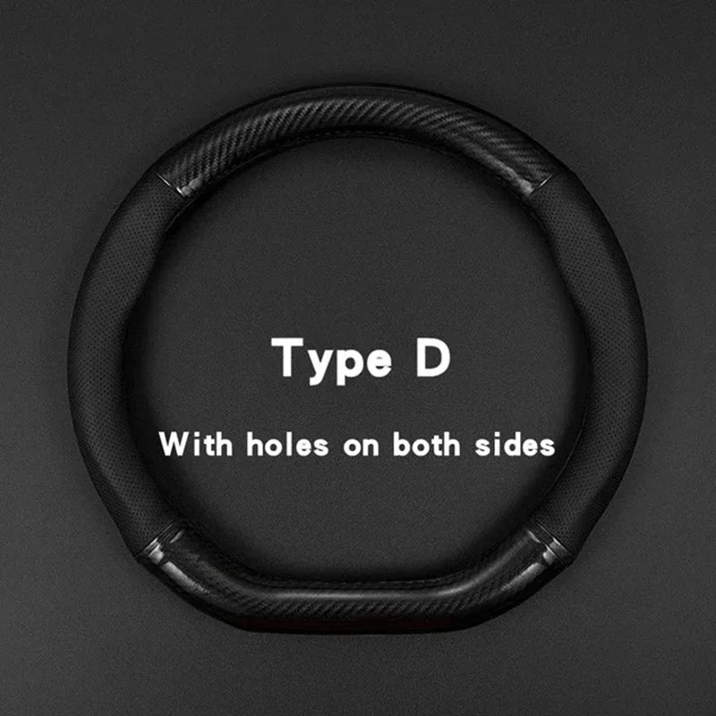 Carbon fiber car steering wheel cover, breathable and sporty, all season universal anti slip and wear-resistant handle cover Beauty World Shop