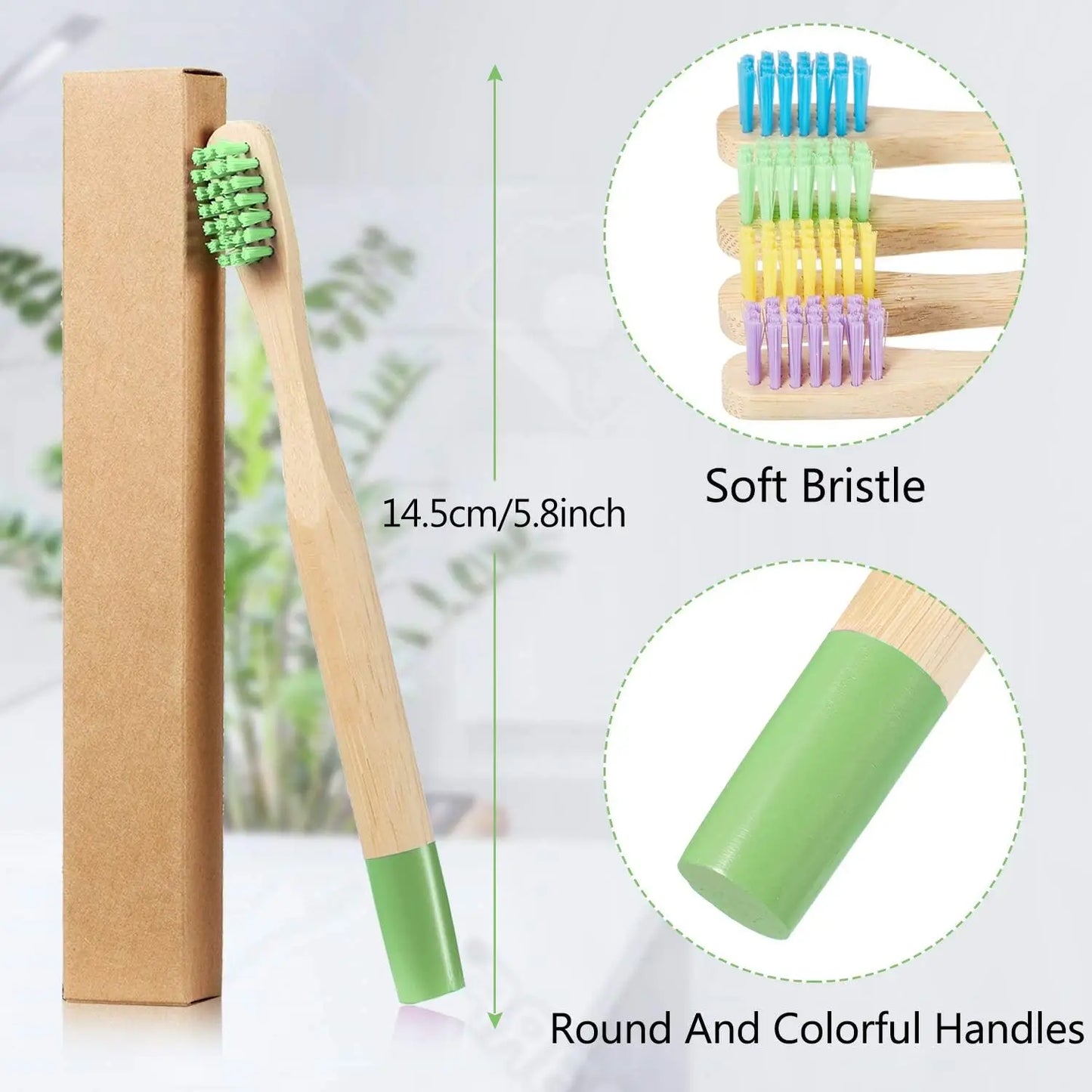 10pcs Round Handle Adult & Children Natural Eco Friendly Travel Tooth Teeth Brush Bamboo Toothbrush With Medium Hard Bristlesth Beauty World Shop