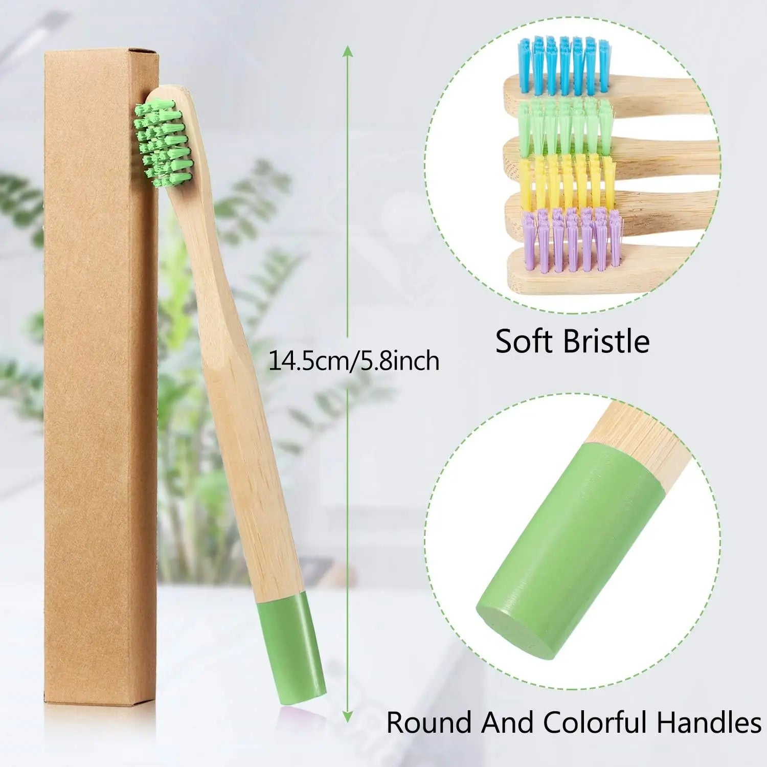 10pcs Round Handle Adult & Children Natural Eco Friendly Travel Tooth Teeth Brush Bamboo Toothbrush With Medium Hard Bristlesth Beauty World Shop