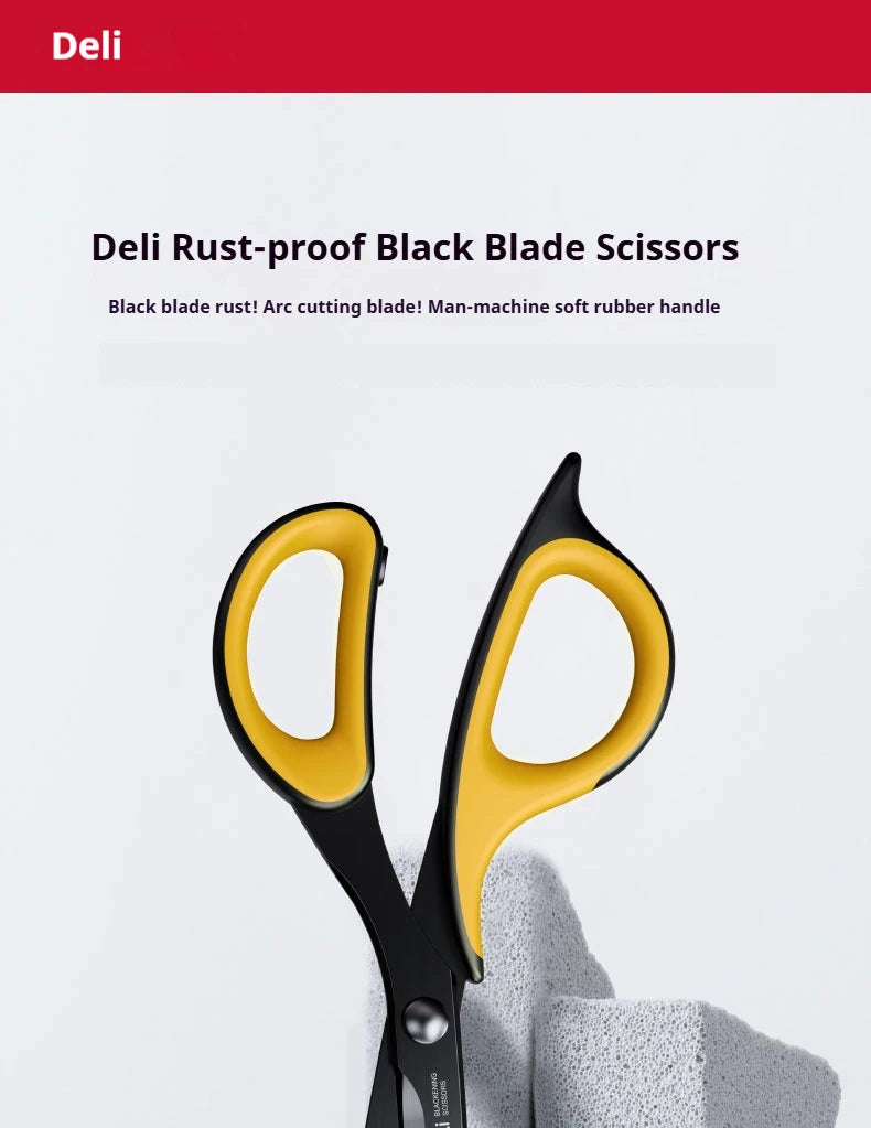 Deli-Stainless Steel Anti-Stick Scissors, Alloy Stationery, School Supplies, Office, Student, DIY, Hand Craft, 184mm Beauty World Shop