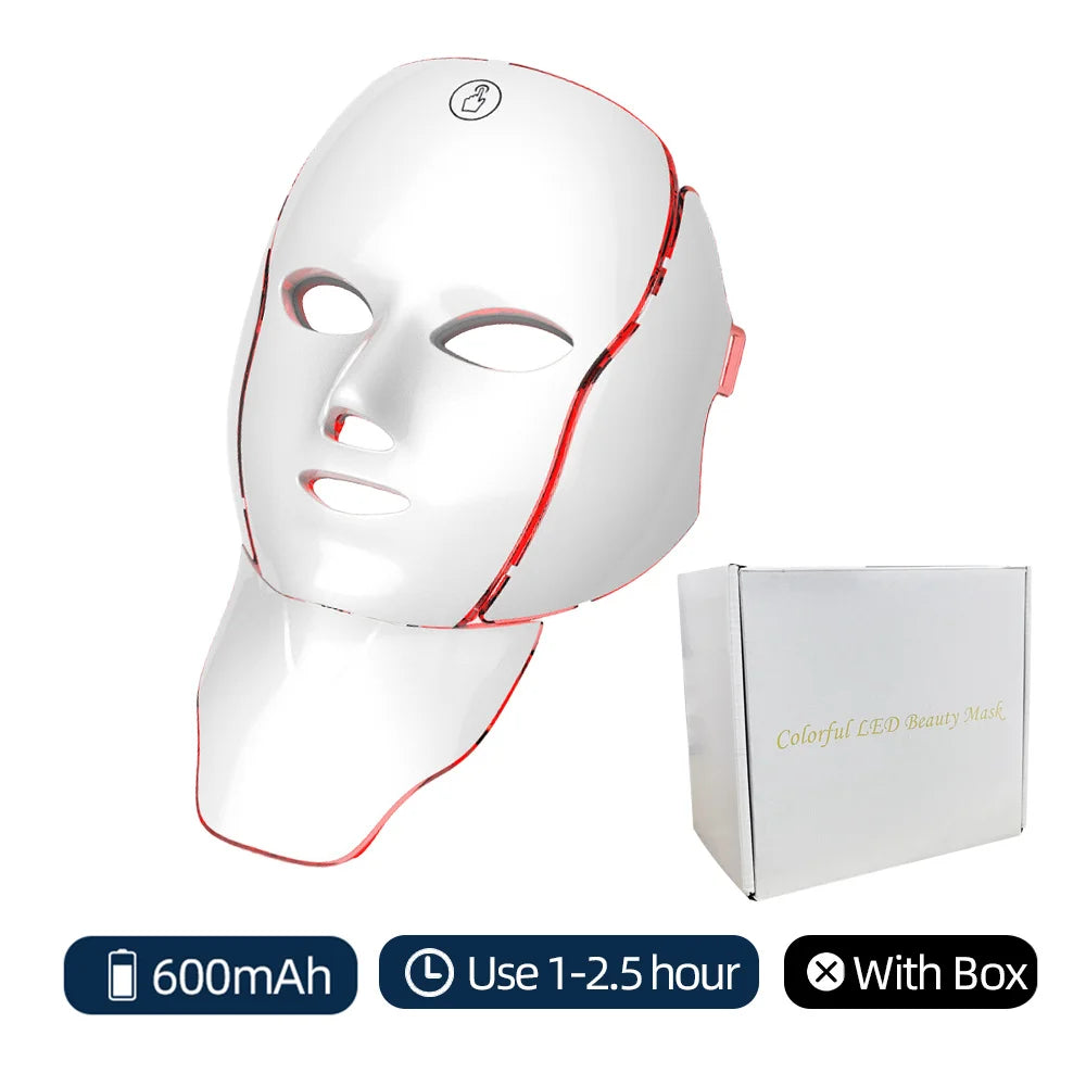 Face Neck Beauty Mask 7 Colors Light LED Mask Photon Red Light Facial Skin Care Repair Skin Anti Aging Wrinkle Skin Tightening Beauty World Shop