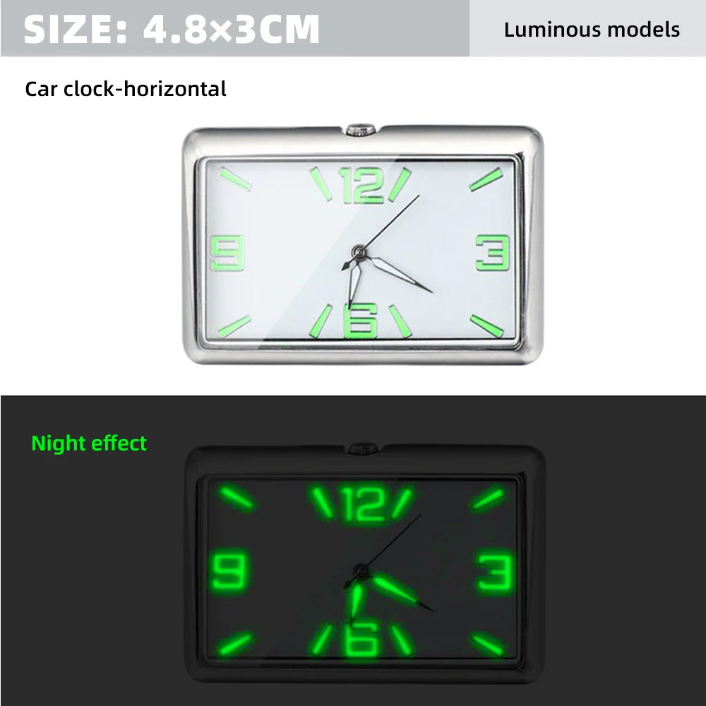 Auto Fashion Square Watch Car Clock Interior Decoration Self-adhesive Electronic Vent Clip Watch Automobile Quartz Clock Beauty World Shop