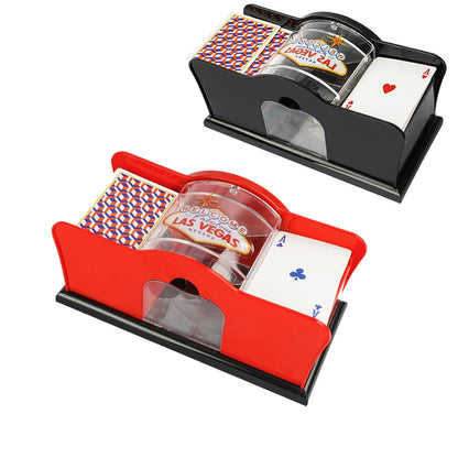 Red/Black Manual Card Shuffler 2 Deck with Hand Crank, Card Shuffler for Blackjack, UNO, Poker, Playing Card Dealer Machine Beauty World Shop