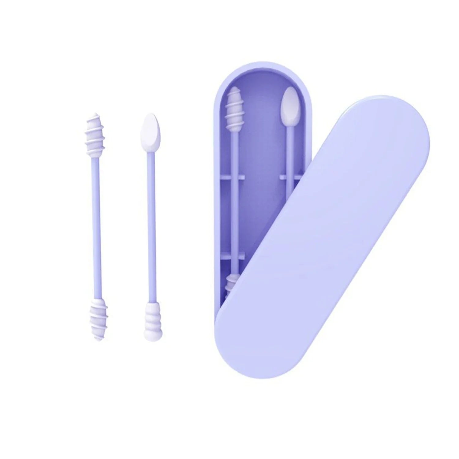 2Pcs Reusable Silicone Ear Swabs with Case Ear Cleaning Cosmetic Silicone Buds Swabs Sticks Double-headed For Cleaning Makeup Beauty Trend Shop