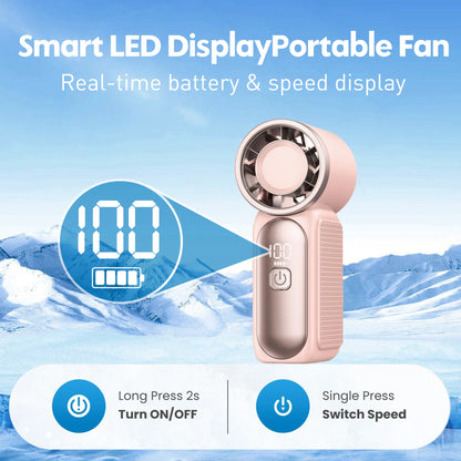 Mini High Speed Handheld Fan 3600mAh LED Display Portable Mini Handheld Turbo Fan, Desk Fan, Outdoor Cooling, Rechargeable Fan