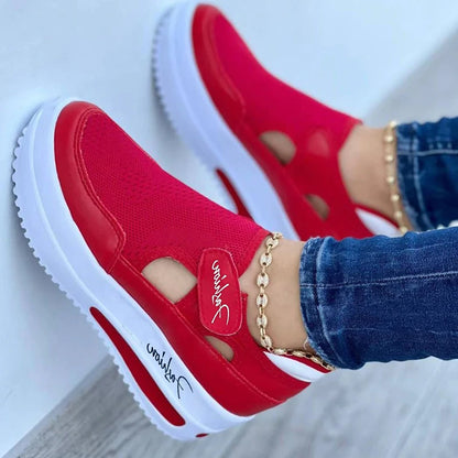 Red Sneakers Women Shoes Woman Tennis Shoes Canvas Shoe Female Casual Shoes Ladies Sport Shoes Platform Sneaker Hollow Out Shoes Beauty World Shop