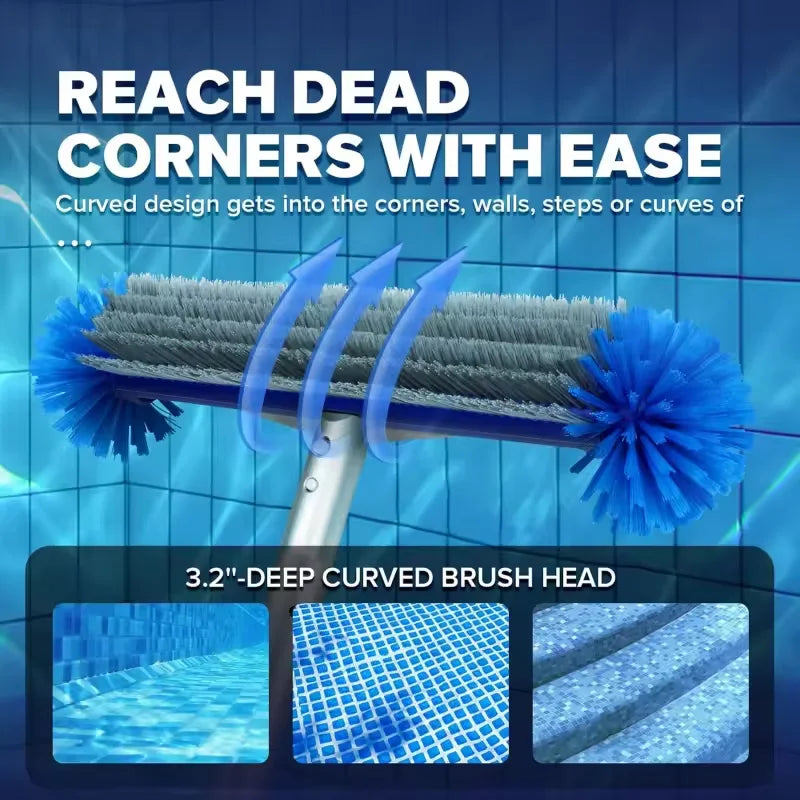 Swimming Pool Brush Head With Corner Cleaning Brush Semi-spherical Bristles Easy To Install Pool Tile Scrubber Brush Beauty World Shop