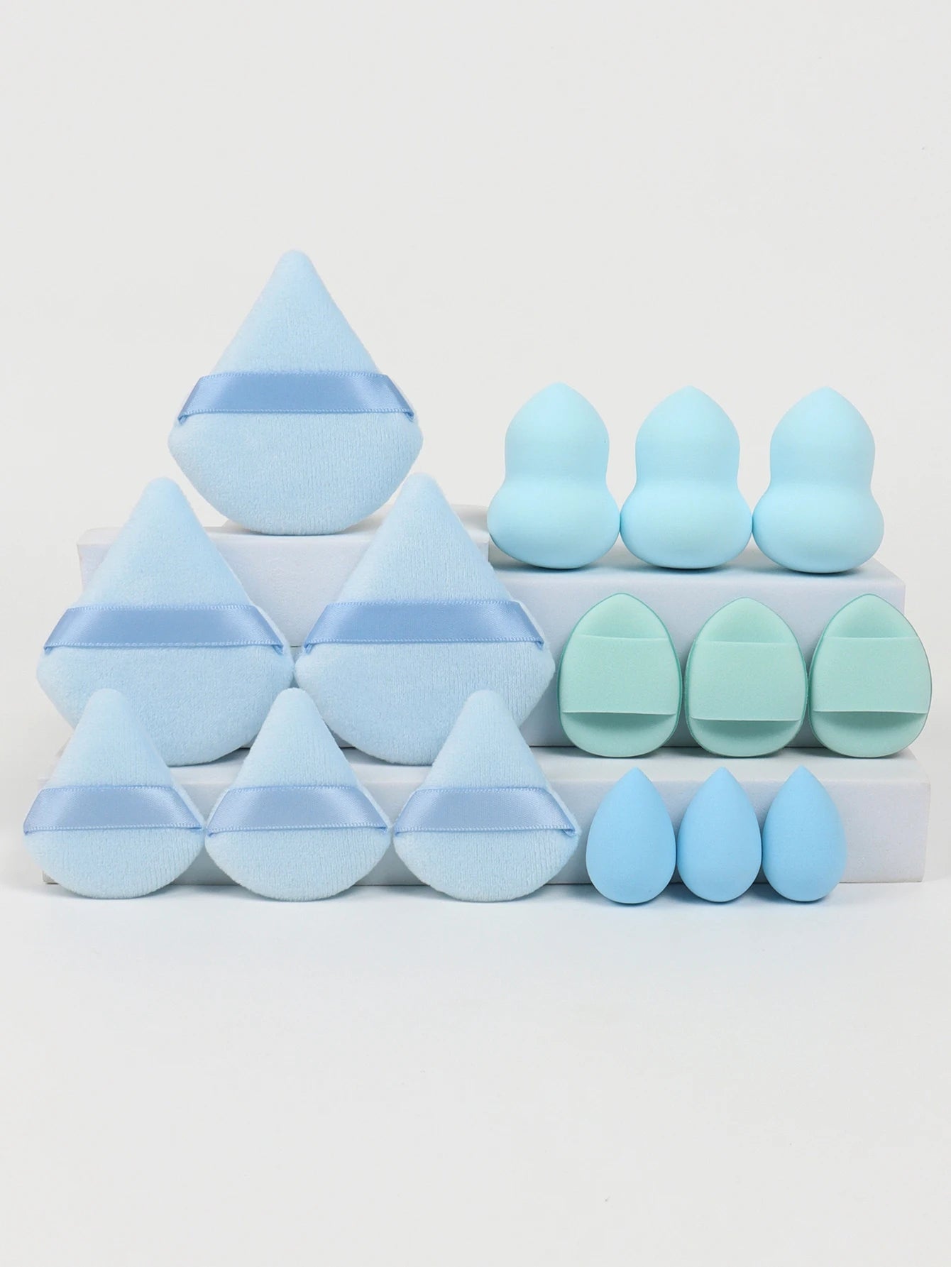 Multi Effect 15 Piece Set 3 Loose Powder Puffs&3 Mini Loose Powder Puffs&3 Medium-Sized Eggs&3 Mini Eggs&3 Air Cushions. Founda Beauty World Shop