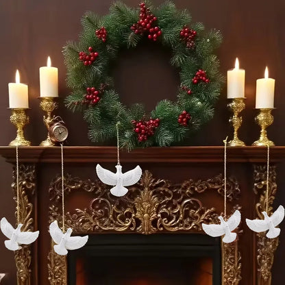 Elegant White Dove Christmas Ornaments Xmas Tree Hanging Pendants Resin Bird 2026 New Year Party Home Wall Decoration Kids Gifts Beauty World Shop