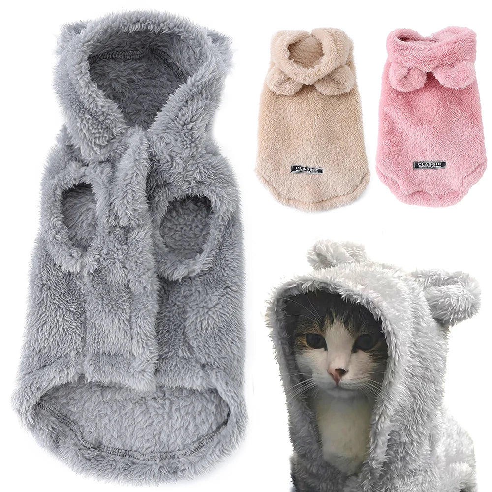Autumn Winter Cat Clothes Soft Warm Cute Kitten Sweater Pet Fleece Costume For Small Medium Dogs Cats Kitty Sphynx Hoodies Coat Beauty World Shop